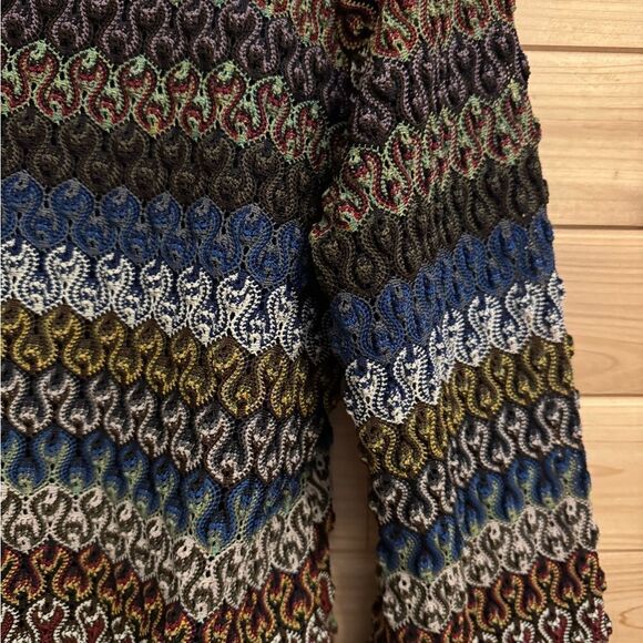 Y2K Venezia Size XLarge Retro Crinkle Textured Swirly V Neck Flare Sleeve Blouse - Picture 4 of 11